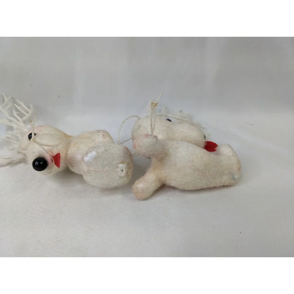Flocked Beagle‎ Dog Reindeer Plastic Ornament Lot